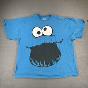 Sesame Street Cookie Monster Face Shirt 2XL Big Face Blue